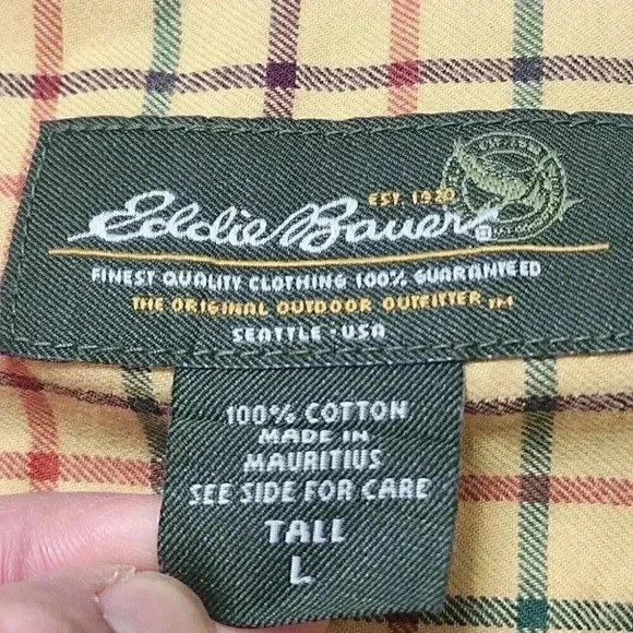 Eddie Bauer Checkered  Button Down shirt Casual Men's L Tall - Picture 8 of 8